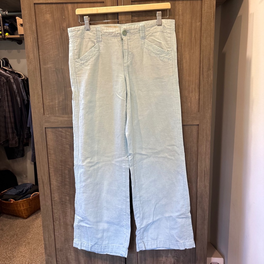 Pilcro Light Blue Linen Blend Wide Leg Pants Trousers Size 8